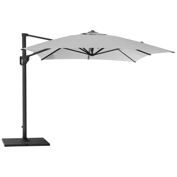 Cane-Line Hyde Luxe Sonnenschirm inkl. Sockel - 3x4 m - Aluminium mit hellgrauer Bespannung