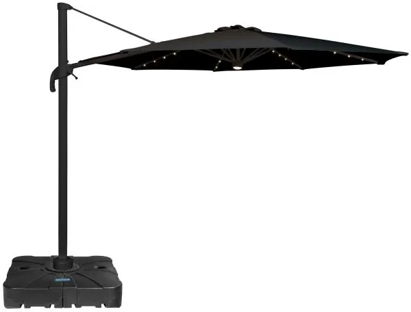 Roma Sonnenschirm 360-Grad-Drehung LED schwarz 3m