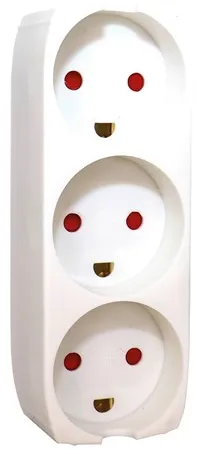 Gripo Wandsteckdose mit 3 Steckdosen und Erdung, weiss
